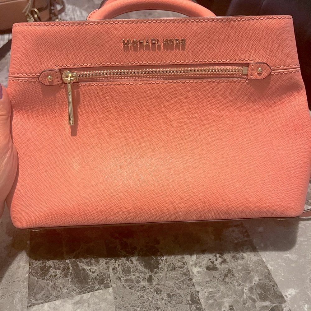 Michael Kors Apricot-Peach Satchel with Gold Accents